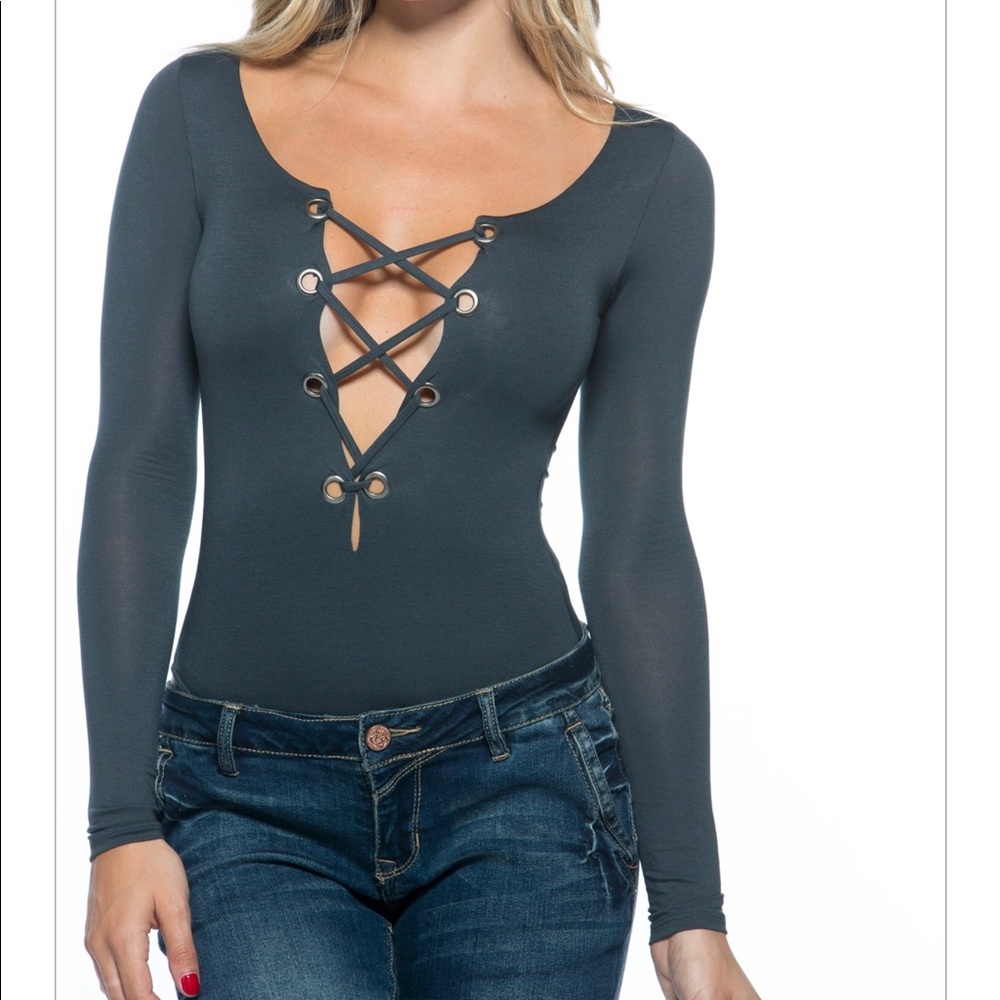 Black Sand Strappy Bodysuit NWT!